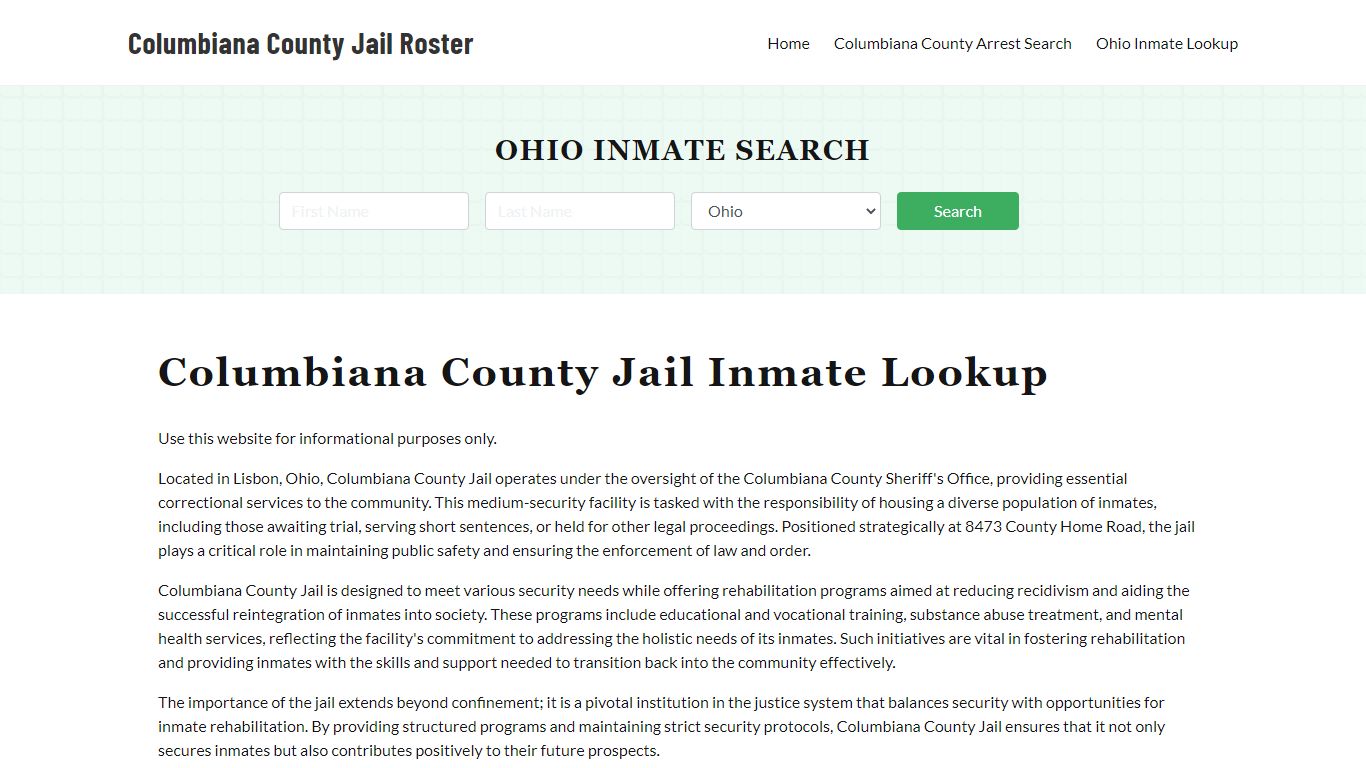 Columbiana County Jail Roster Lookup, OH, Inmate Search