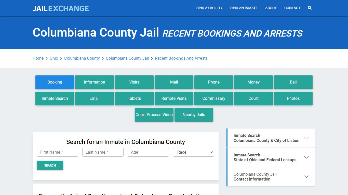 Columbiana County Jail Recent Bookings And Arrests